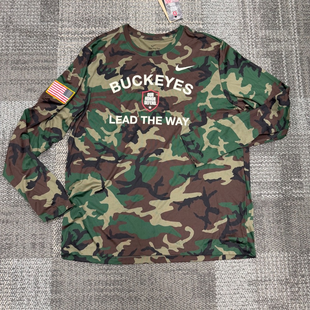 Ohio State Buckeyes Mens XL Nike Camo Military Appreciation Long sleeve Dri Fit